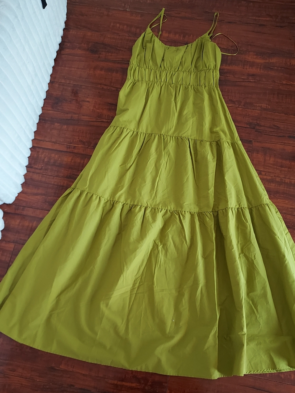 Express Olive Green Tiered Maxi Dress